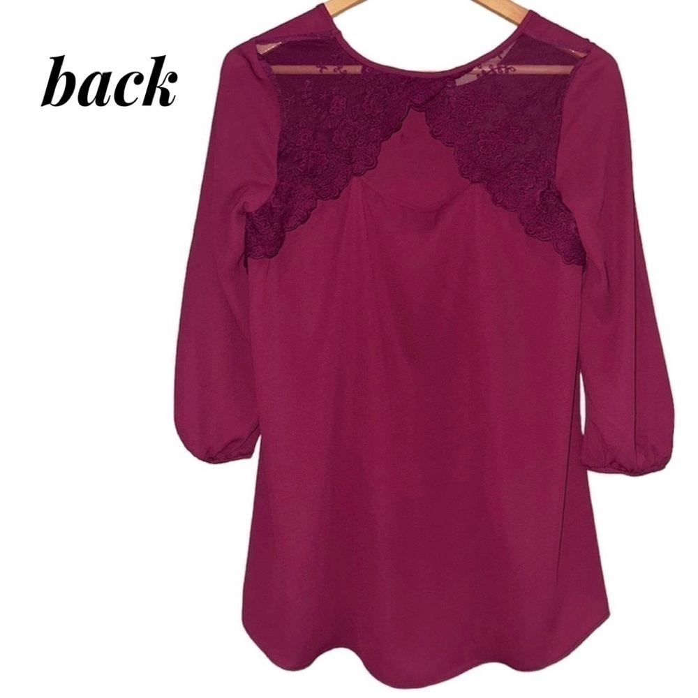 Charming Charlie Deep Red Lace Blouse - Picture 4 of 15